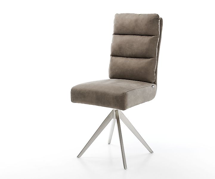Esszimmerstuhl Pela-Flex Mikrofaser Taupe Vintage Kreuzgestell kantig Edels günstig online kaufen