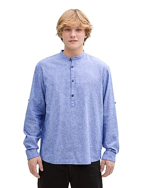 TOM TAILOR Denim Langarmhemd mit Leinenanteil günstig online kaufen