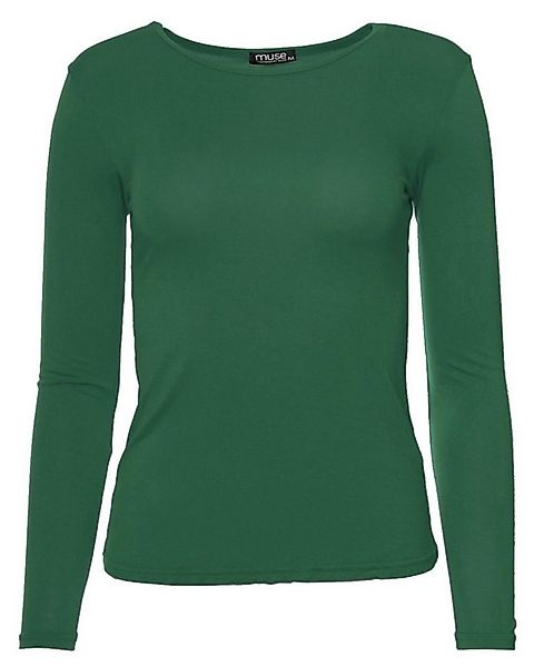 Muse Rundhalsshirt Basic Rundhals Langarmshirt Skinny Fit 1093-O günstig online kaufen