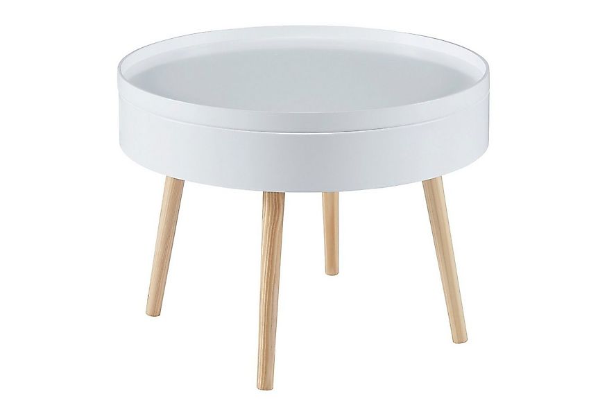 en.casa Couchtisch, »Bongard« Ø60 x 45 cm in glatter Optik rund Weiß günstig online kaufen