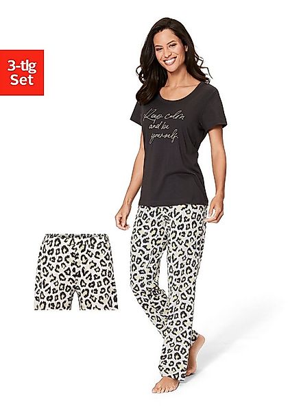 Vivance Dreams Pyjama (Packung, 3 teilig) mit Leo-Print günstig online kaufen