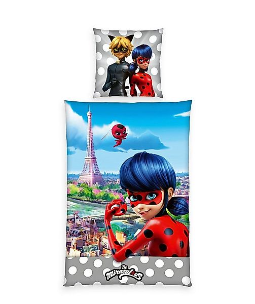 JACK Jugendbettwäsche 135x200cm Be Miraculous Ladybug Paris, Renforcé, 2 te günstig online kaufen