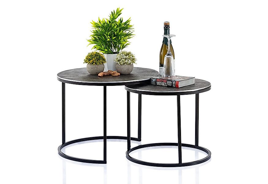Amagohome Couchtisch Couchtisch Set 2-teilig ø 55 u. 45 cm Beistelltisch si günstig online kaufen