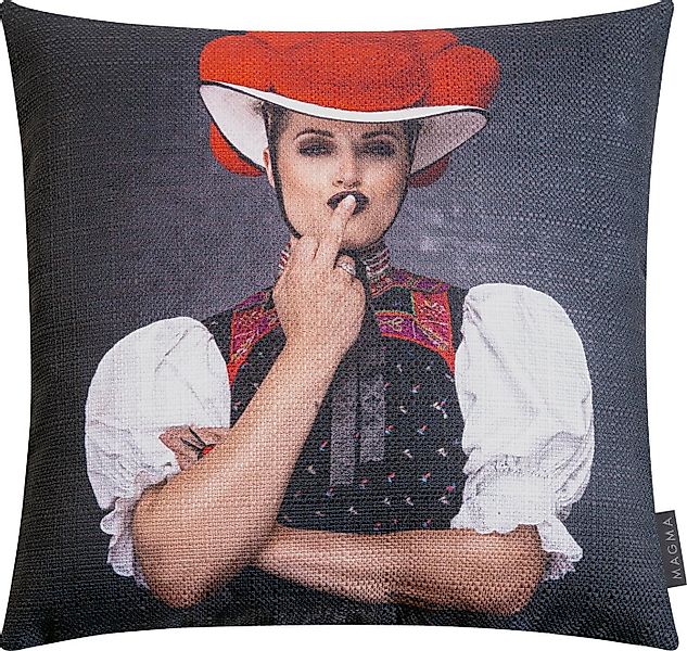 Magma Heimtex Kissenbezug Kissenhülle Artwood Mädel frech Fuck You Schwarzw günstig online kaufen