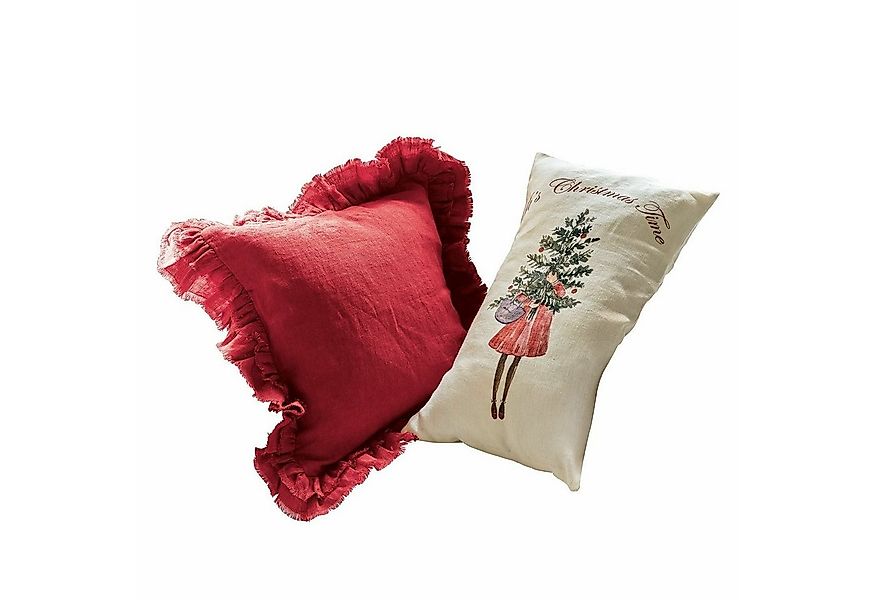 Mirabeau Kissenhülle Kissenhülle 2er Set Christmas Time weiß/rot günstig online kaufen
