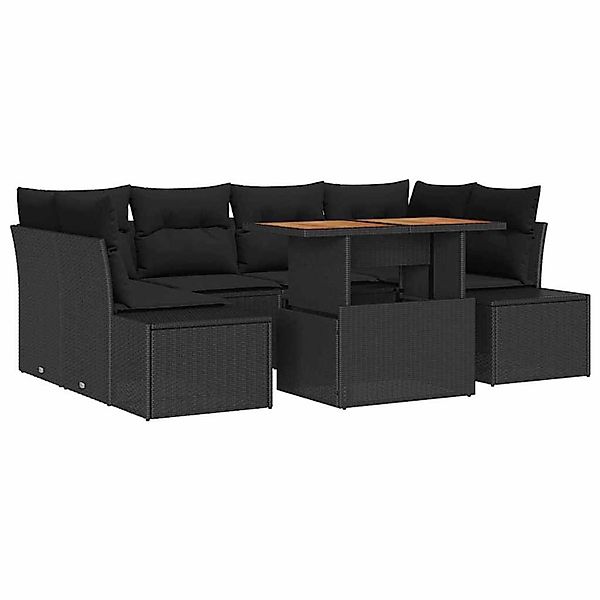 vidaXL Garten-Sofa-Set mit Speicher 7-Tlg Schwarz Poly Rattan 3358655 günstig online kaufen