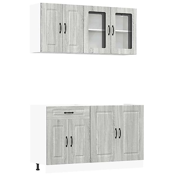 vidaXL 4-Tlg Küchenschrank-Set Kalmar Grau Sonoma Holzwerkstoff 3314857 günstig online kaufen