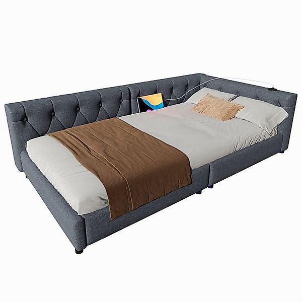 HAUSS SPOLE Daybett 90x200cm mit Beleuchtung, Kopfteil mit Knopftuft, Leine günstig online kaufen