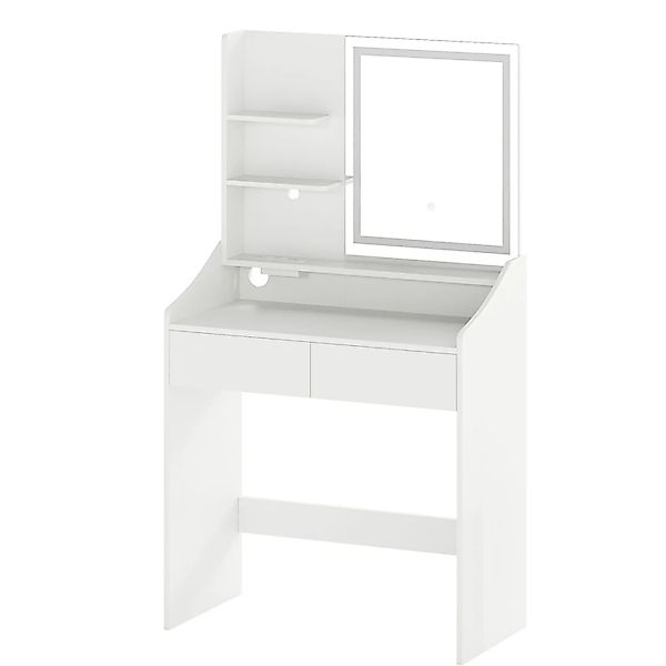 Costway Schminktisch mit Led-Spiegel 90 x 40 x 135 cm Weiß günstig online kaufen