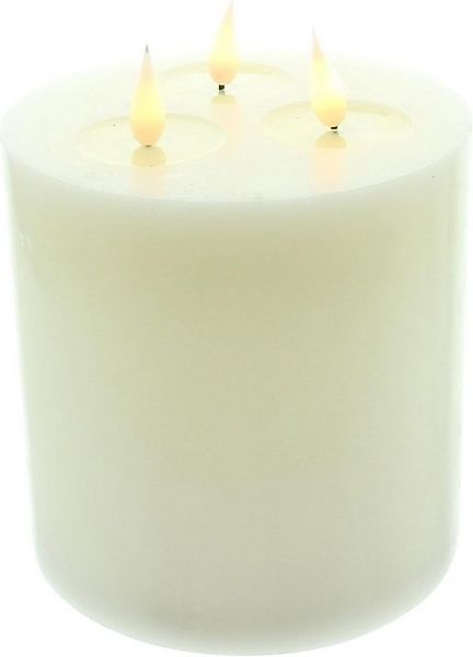 Dekoleidenschaft LED-Kerze 3 Docht Kerze "Classic" aus Echtwachs in creme Ø günstig online kaufen