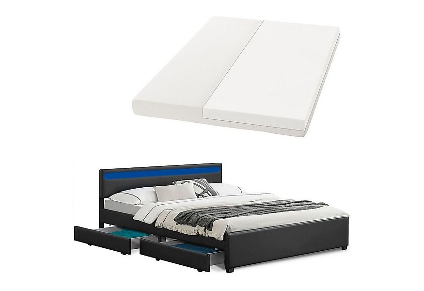 Juskys Polsterbett Lyon mit Matratze, 180x200 cm, ausziehbare Bettkästen, L günstig online kaufen