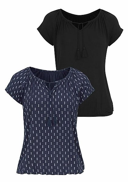 Vivance "mit leicht gerafftem Ausschnitt" 2er-Pack, aus weichem Viskose-Str günstig online kaufen