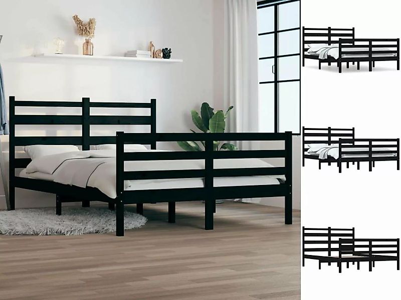 vidaXL Bettgestell Massivholzbett Kiefer 160x200 cm Schwarz Bett Bettgestel günstig online kaufen