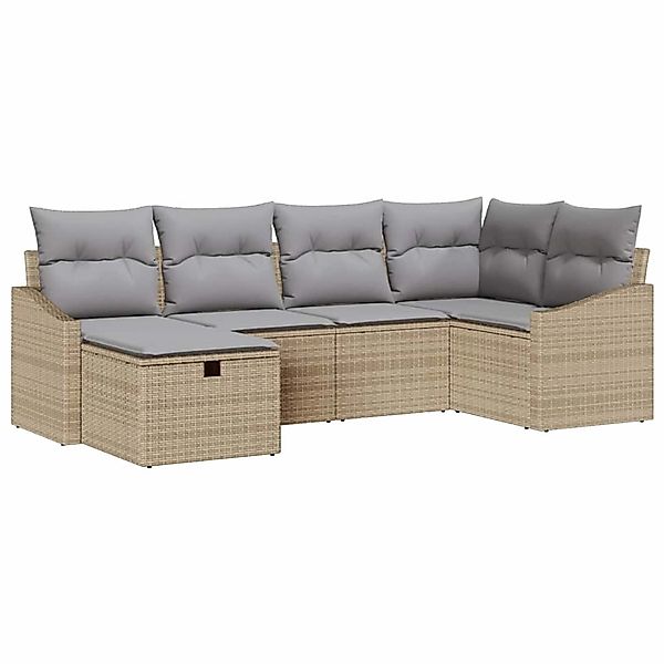 vidaXL Garten-Sofa-Set mit Kissen mit Speicher 6-Tlg Beige Hellgrau 3359279 günstig online kaufen