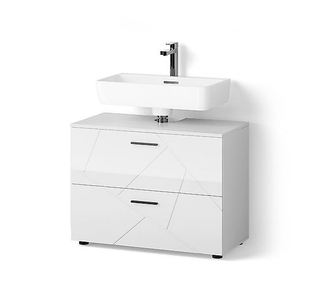 Livinity® Waschbeckenunterschrank Ronco, Weiß Hochglanz/Weiß, 80 x 58.6 cm günstig online kaufen
