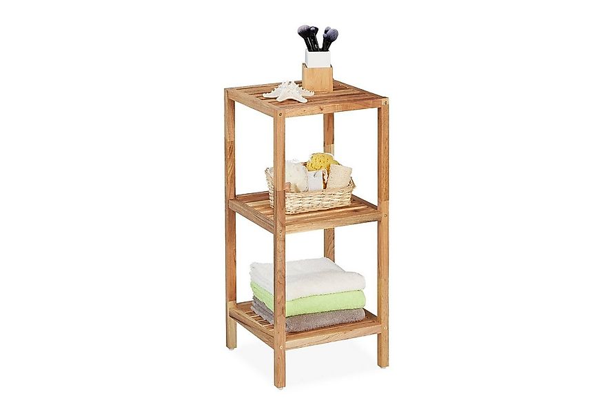 relaxdays Badregal Walnuss 3 Ablage günstig online kaufen