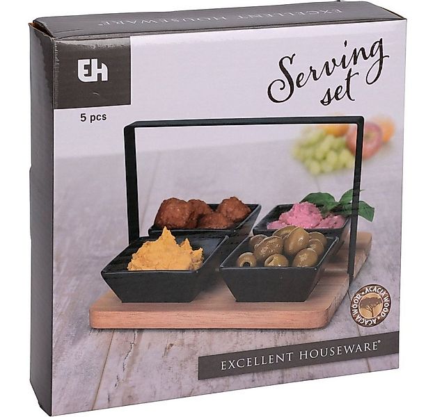 Koopmann Dekoteller Servierset eckig - Tablett und 4 Schälchen - 5-teilig günstig online kaufen