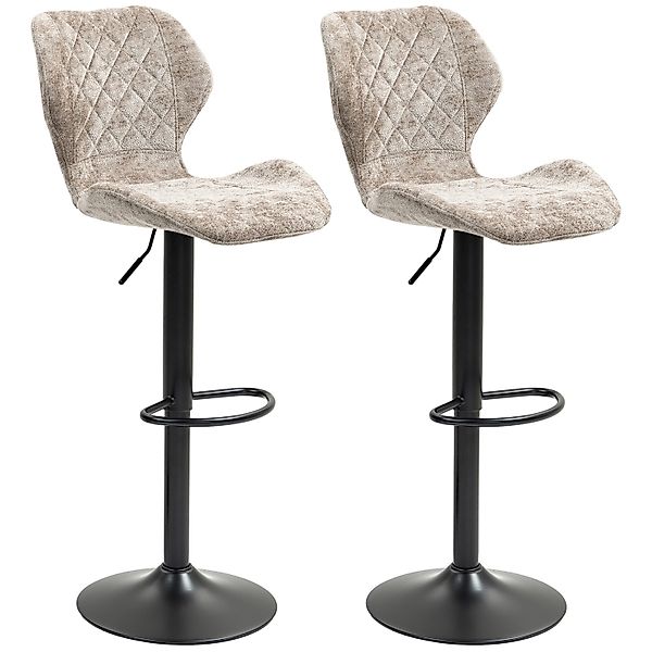 HOMCOM Barhocker mit Lehne Polyester Braun 51,5L x 48B x 91-112H m günstig online kaufen