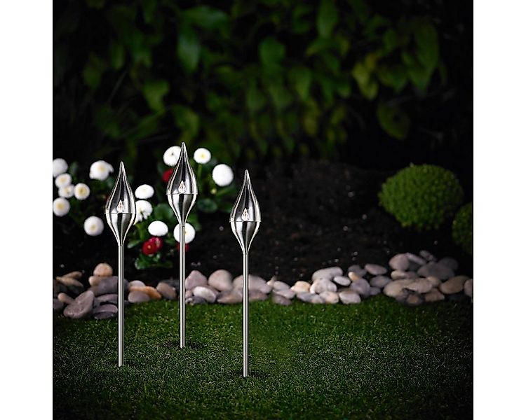 MeLiTec LED Solarleuchte Edelstahl Fackel SO38, LED fest integriert, warmwe günstig online kaufen