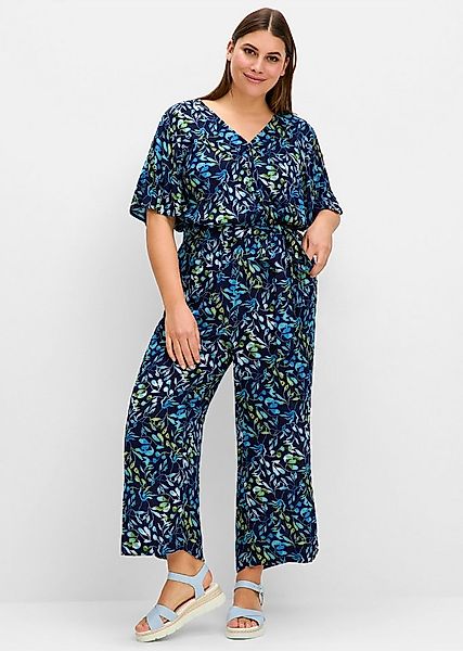 Sheego Jumpsuit Overall Kurzarm Innenbeinlänge ca.71 cm günstig online kaufen