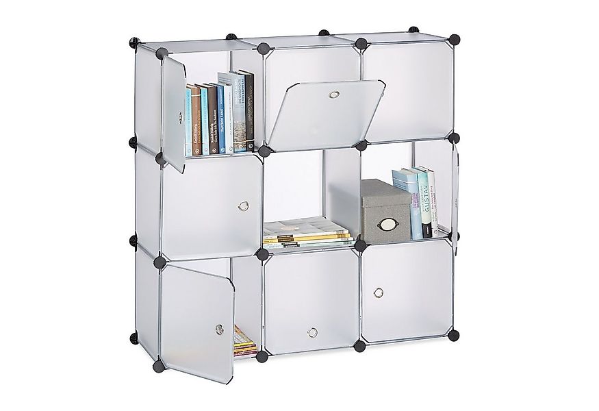 relaxdays Steckregal Regalsystem mit Türen, transparent günstig online kaufen