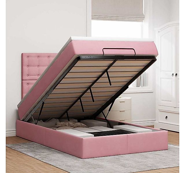 vidaXL Bett, Ottoman-Bett mit Matratzen Rosa 120x200 cm Samt günstig online kaufen