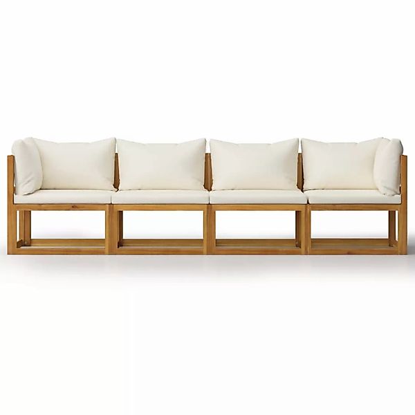 4-sitzer-gartensofa Mit Auflagen Creme Akazie Massivholz günstig online kaufen