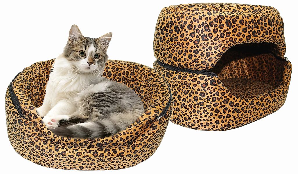 Empress Cat 3in1 Katzenhöhle Katzenbett Leopard Luxusbett 35x45 cm günstig online kaufen