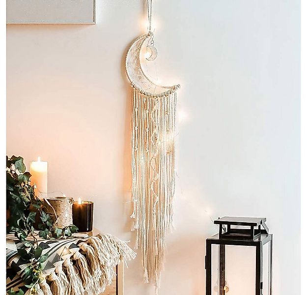 Holz Lichter Wanddekoobjekt Makramee Wandbehang Halbmond – Handgefertigte B günstig online kaufen