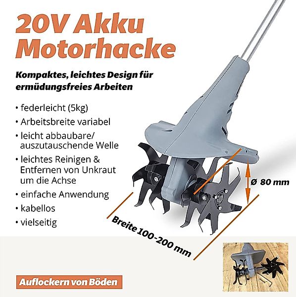 Fanztool Akku-Motorhacke 20V Motorhacke Bodenhacke Gartenhacke günstig online kaufen