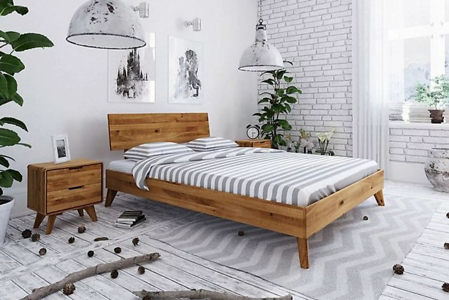 Natur24 Einzelbett Bett Gerg 1 Sonderlänge 140x190 Wildeiche Holzkopfteil u günstig online kaufen