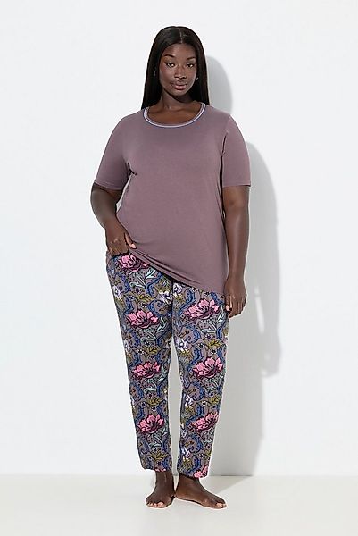 Ulla Popken Pyjama Pyjama Blüten Rundhals Langarm Taschen günstig online kaufen