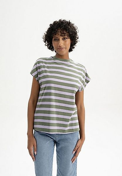 MELA Kurzarmshirt T-Shirt MADHU Stripes Fein gerippter Kragen günstig online kaufen