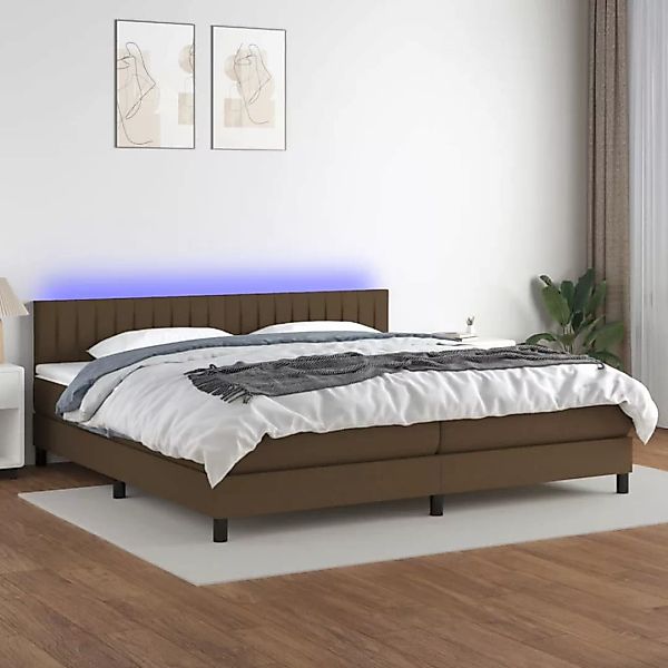 Vidaxl Boxspringbett Mit Matratze & Led Dunkelbraun 200x200 Cm Stoff günstig online kaufen