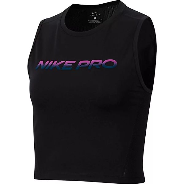 Nike Pro Crop Veneer Excel Ärmelloses T-shirt L Black / Dark Smoke Grey günstig online kaufen
