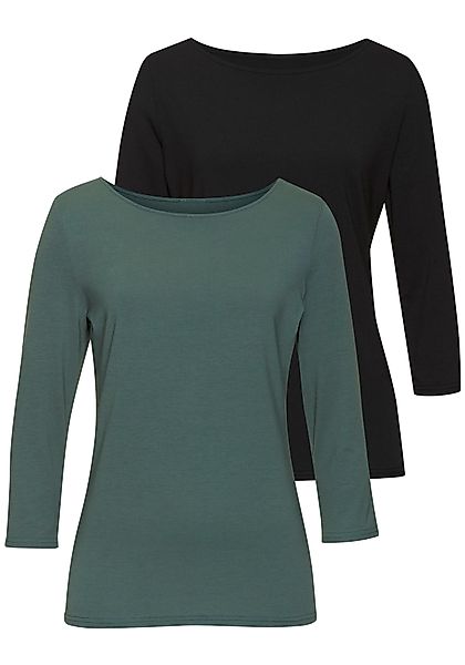 LASCANA 3/4-Arm-Shirt 2er-Pack, aus elastischer Baumwoll-Modal-Qualität günstig online kaufen