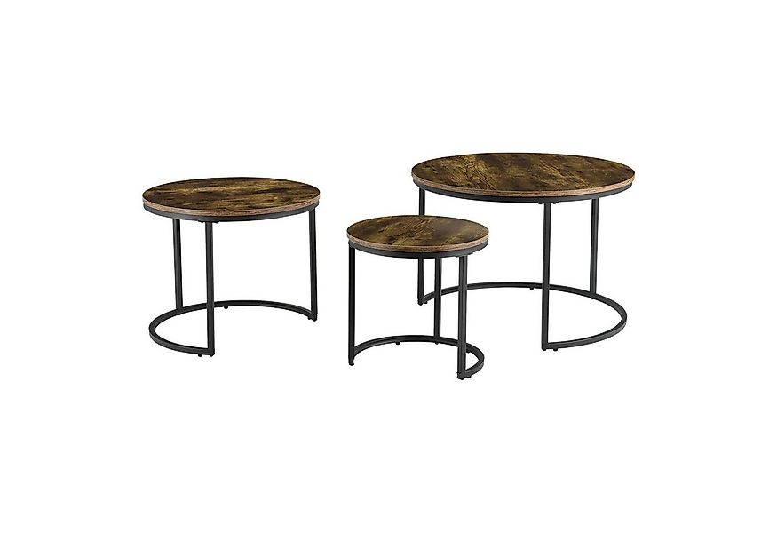 en.casa Couchtisch (3er-Set), Arvidsjaur 3er Couchtischset Schwarz / Dunkle günstig online kaufen