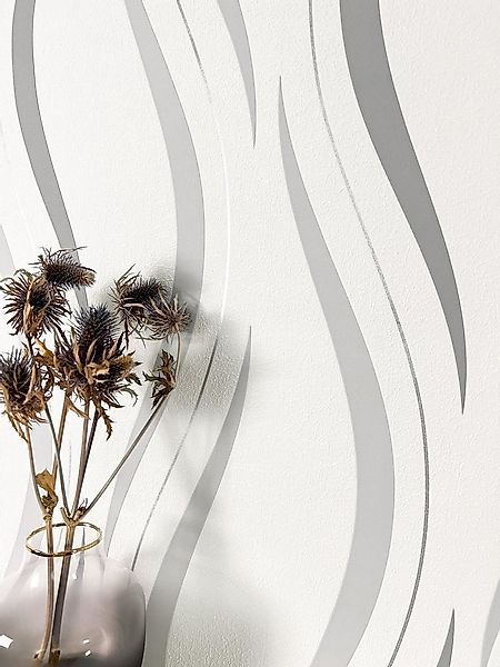 Newroom Vliestapete, Silber Tapete Modern Grafik - Mustertapete Grafik-Tape günstig online kaufen