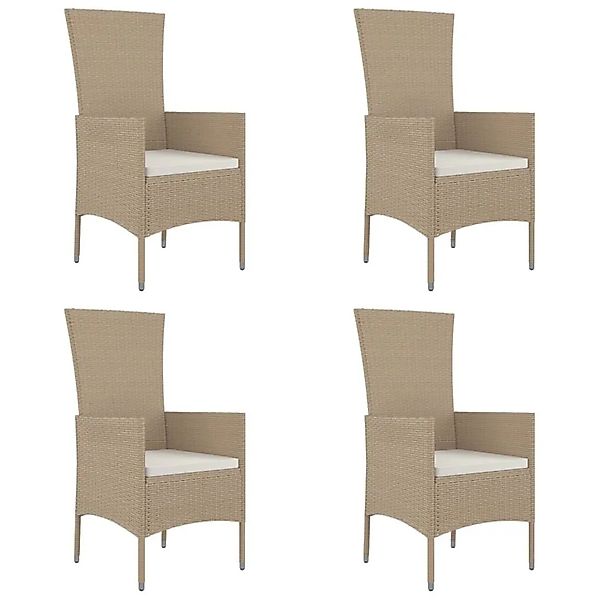 vidaXL Gartenstühle mit Kissen 4 Stk Poly Rattan Beige 319533 günstig online kaufen