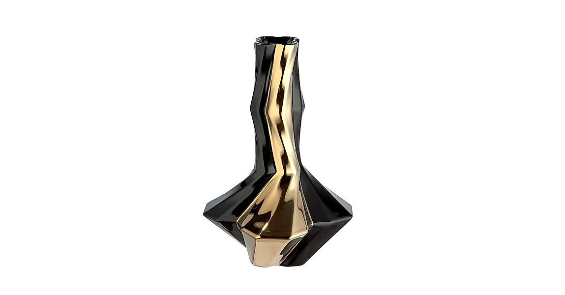 GILDE Dekovase Vase Canto schwarz-gold aus Keramik günstig online kaufen