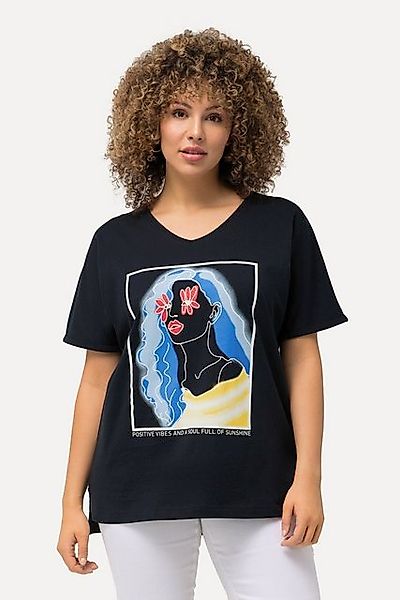 Ulla Popken T-Shirt T-Shirt Lady-Motiv Oversized Rundhals Halbarm günstig online kaufen