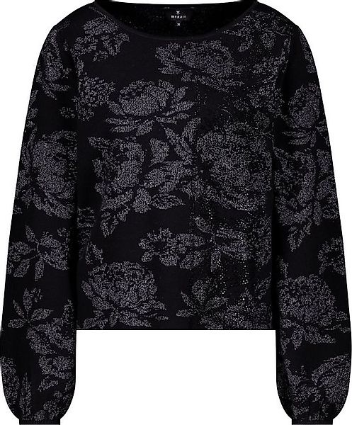 Monari Blusenshirt Strickpullover mit Lurexblumen schwarz gemustert günstig online kaufen