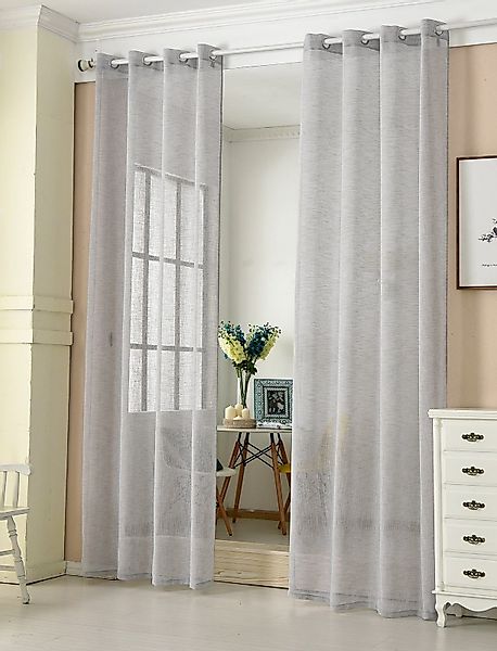 Woltu Gardine (2 St), Ösen, halbtransparent, günstig online kaufen