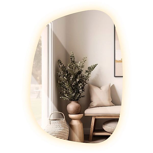 Tulup LED Spiegel Asymmetrischer LED Spiegel Bad 55,1x38,2 cm Boho LED Spie günstig online kaufen