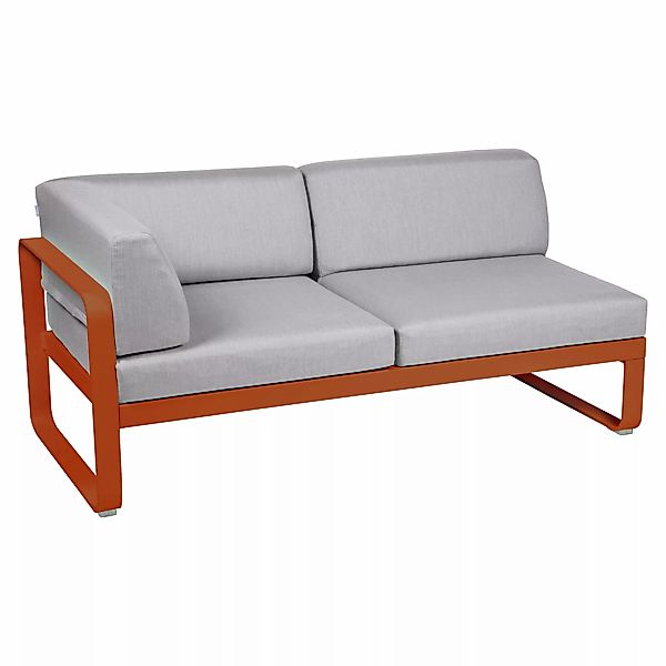 Bellevie Lounge Eck-Modul Kandierte Orange 79 Flanellgrau 2-Sitzer links günstig online kaufen