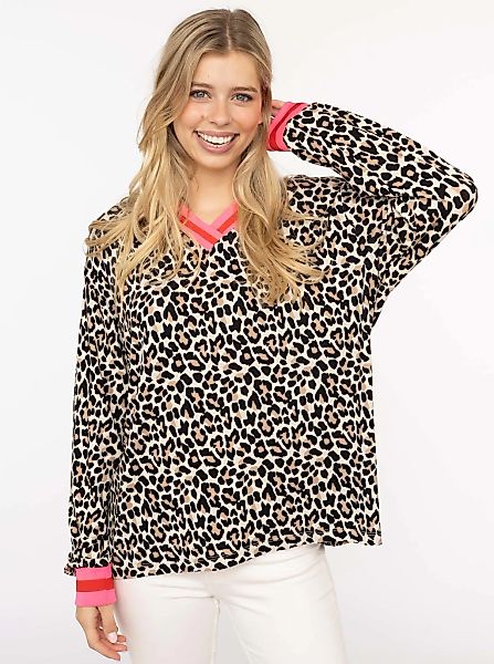 Zwillingsherz Blusenshirt ""Leo"", V-Neck, Animal Print, sportive Bündchen günstig online kaufen