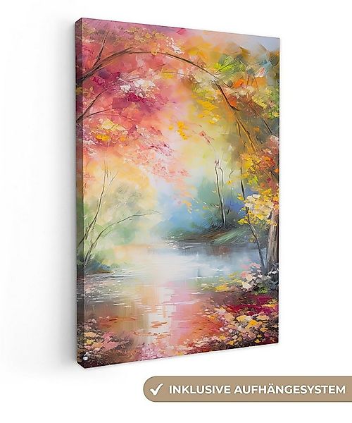 OneMillionCanvasses® Leinwandbild Landschaft - Ölfarbenoptik - Farbenfroh - günstig online kaufen