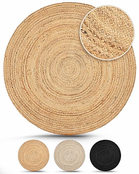 carpetfine Teppich "Nele Juteteppich Naturfaser" rund 6 mm Höhe geflochtene günstig online kaufen