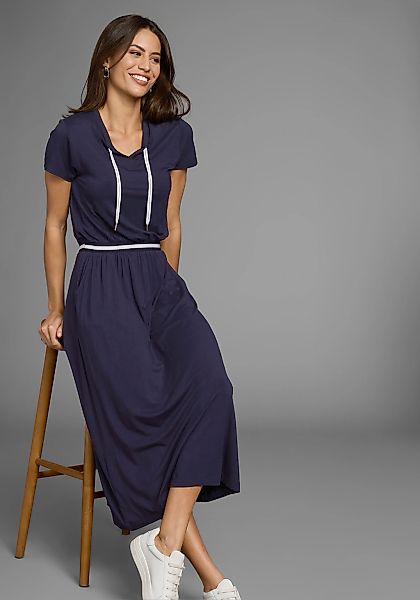 Laura Scott Midikleid, mit Rippeneinsatz am Bund mit Kontraststreifen - NEU günstig online kaufen