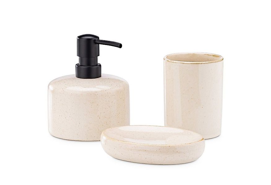 Navaris Badaccessoire-Set Badezimmer Set 3-teilig - Dekoratives Badzubehör günstig online kaufen